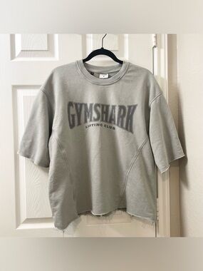 Gymshark Heritage Lifting Club Cropped Short Sleeve Sweatshirt Grey Medium